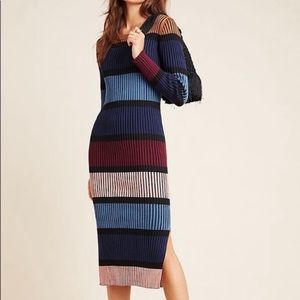 NWT Dolan Anthropologie Lorna Stripe MIDI Dress L